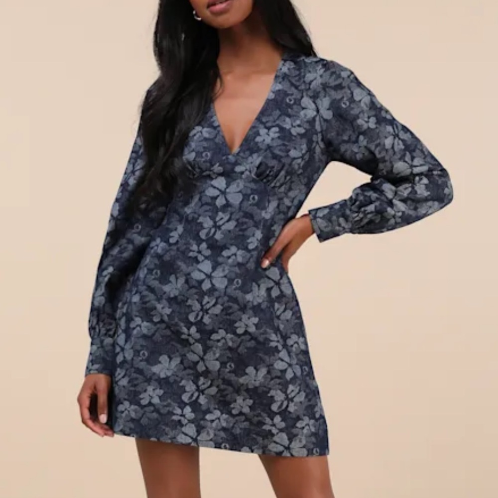 Denim Floral Dress (New!)